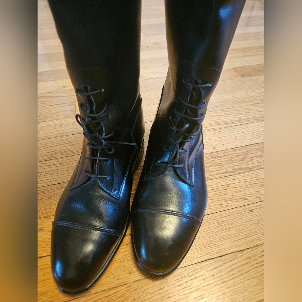Konigs Black Leather Woman's Equestrian Riding Boots - US Size 6 Tall with Laces - Picture 4 of 11